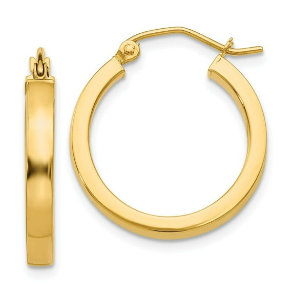 14k Yellow Gold 2x3mm Rectangle Tube Hoop Earrings - 1.8 Grams - Measures 20x20mm