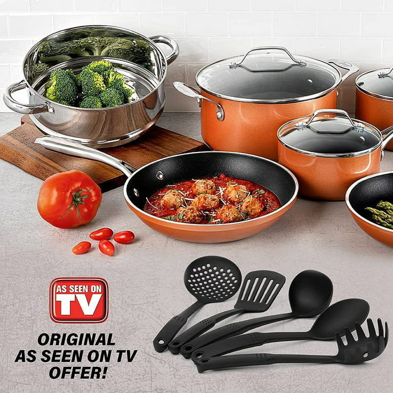 Gotham Steel Stackmaster Nonstick Pots & Pans Set, 17 Piece Stackable Cookware  Set, As Seen on TV Cookware, Space Saving Cookware, Copper Pots & Pans Set,  PFOA Free, Oven & Dishwasher Safe 