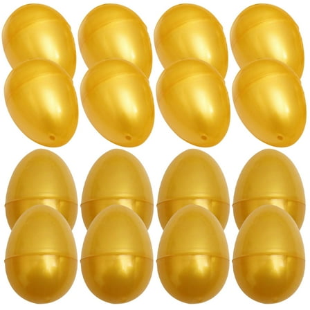 HEATSHAKING 24Pcs Golden Plastic Eggs for Easter Toys and Storage