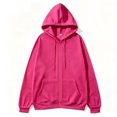 thumbnail image 7 of cfhntfmh Mens Zip up Sweatshirt Casual Drawstring Long Sleeve Hooded Jackets with Pockets Fall Trendy Clothing (Hot Pink,Small), 7 of 7