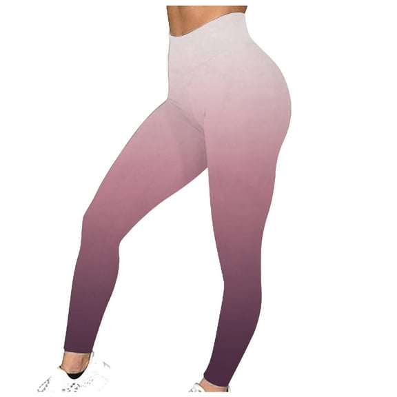 Bpmpbo Women's Leggings Pants Fashion Gradient Color Elastic Skinny High Waist Fitness Running Tight Yoga Pants