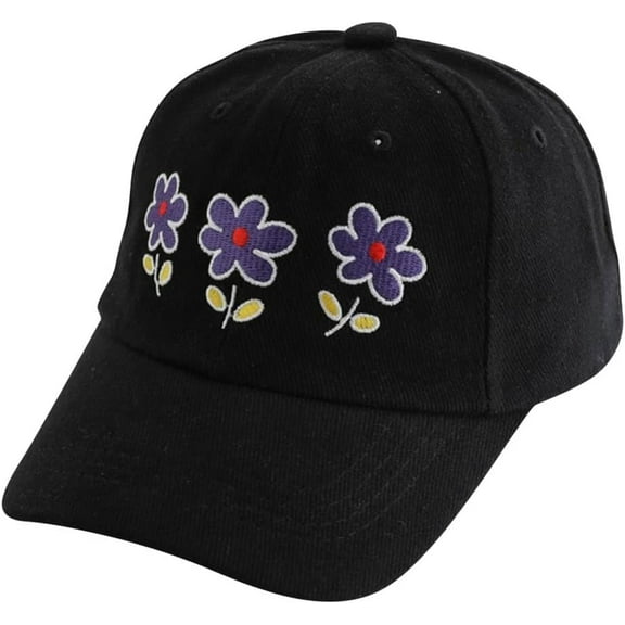 Baseball Hat for Toddler Girls Ages 2-8, Cute Embroidered Adjustable Vintage Washed Kids Baseball Cap
