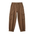 thumbnail image 4 of Cagogo Women's Plus Size Cargo Pants High Waisted with Pockets Cuffed Casual Streetwear Loose Long Trousers Vacation Travel Work, Brown XL, 4 of 7