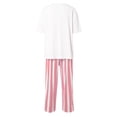 thumbnail image 6 of Weebloom Pajama Set Women Plus Size Pajamas Short Sleeve Tee And Striped Pants Sets Sleepwear Nightwear Pjs Loungewear Red 3Xl, 6 of 6