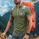 thumbnail image 4 of Blusa y camisa de manga corta con cuello alto para hombre, de verano, de color liso, ajustada, deportiva, con cremallera, de manga corta, con cuello alto., 4 of 5