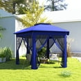 thumbnail image 6 of Outsunny 13' x 13' Pop Up Gazebo Hexagonal Canopy with 6 Zippered Mesh Netting, 2-Tier Roof Event Tent with Steel Frame for Patio Backyard, Dark Blue, 6 of 9