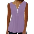 thumbnail image 2 of Aloohaidyvio Tank Tops for Women,Women's Summer Solid Color Basic Button Shirts 2024 Round Neck Soft Sleeveless T-shirt Stretch Loose Casual Tops, 2 of 5