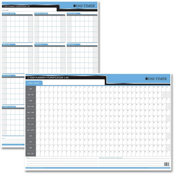 Day-timer Reversible Dry Erase Flexible Undated Planner, 1 Year Bilingual, 24 X 36 Inch (3413859739)