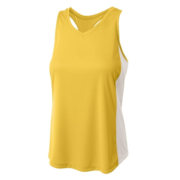 A4 Pacer Singlet with Racerback For Women in Gold/White | NW2009