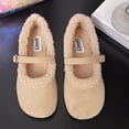 thumbnail image 2 of FRSASU Women's Loafers Shoes Fur Fashion Mary Jane Shoes Short Plush Cotton Comfort Dress Shoes Beige, 2 of 8
