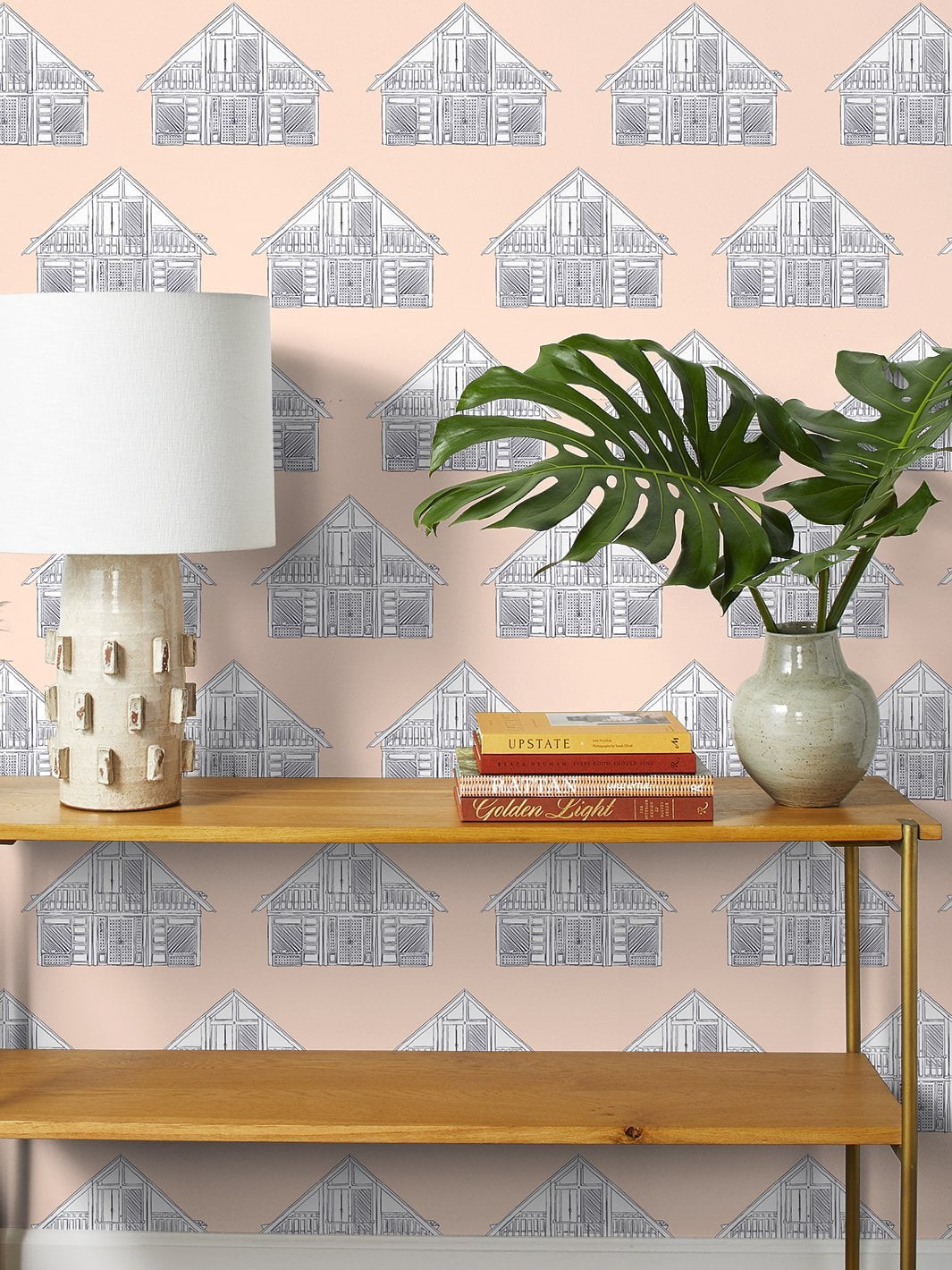 Dreamhouse Classic Removable Vinyl Wallpaper by Barbie - Peach