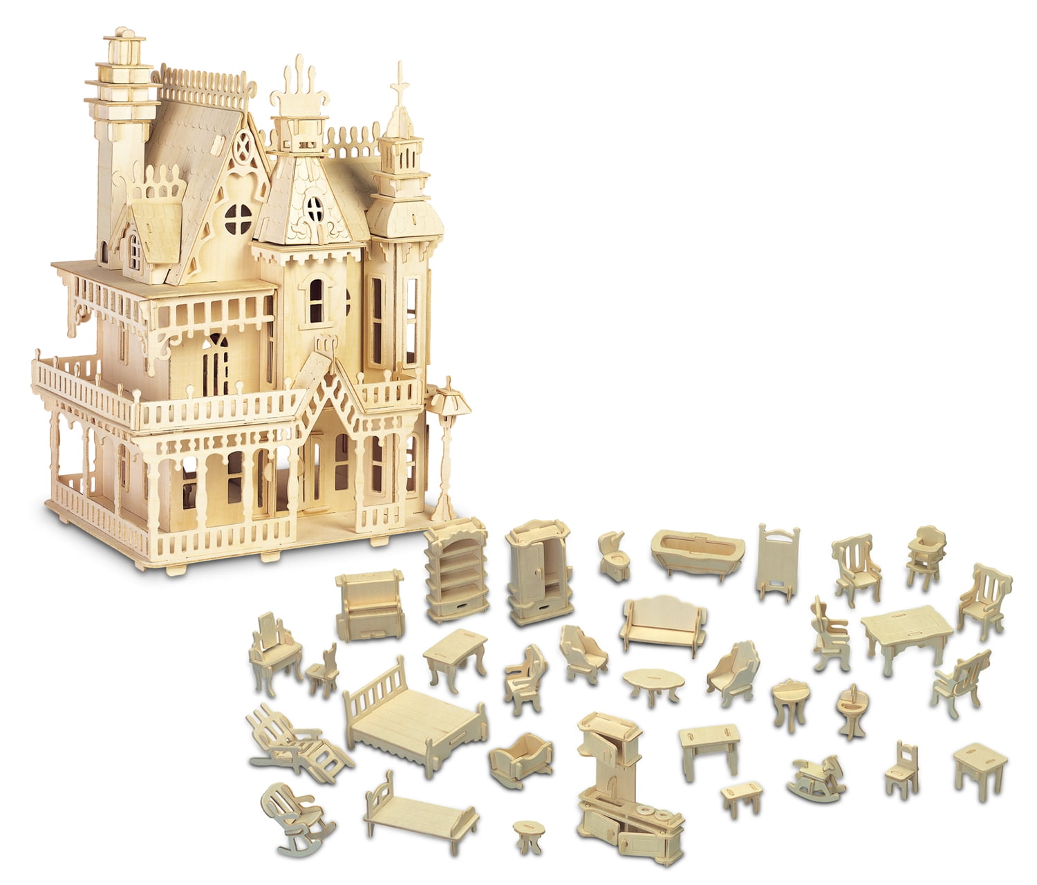 Puzzled Bundle of Furniture Set & Fantasy Villa Doll House ...