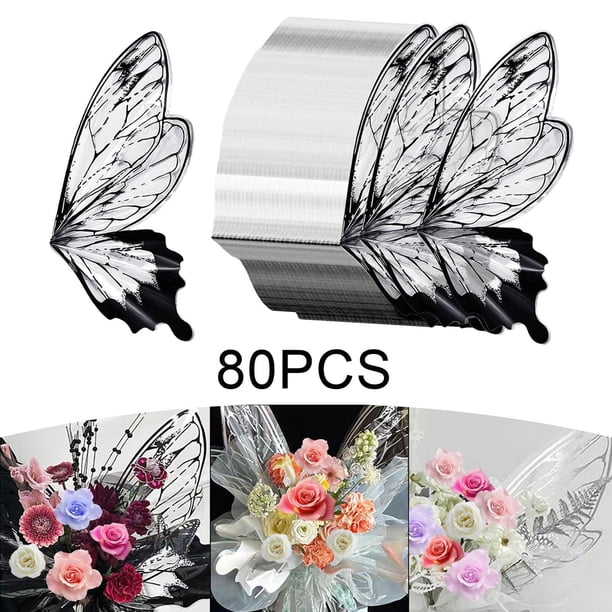 80 Papeles de Regalo de Flores Macarena Diseño Mariposa 56 cm x 50 cm 80 Hojas Negro