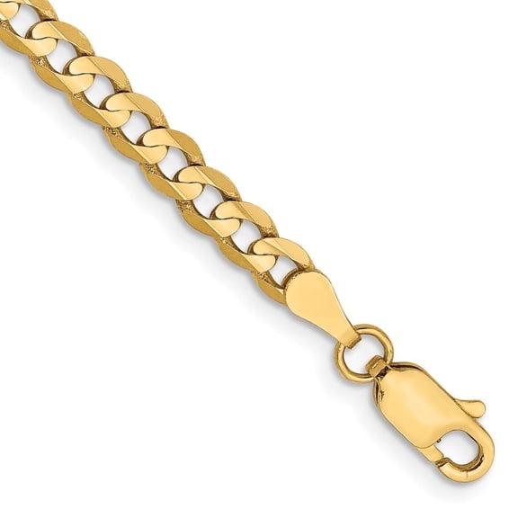 Diamond2Deal Mother's Day Gift 14K Yellow Gold 3.8mm Open Concave Curb Chain Bracelet for Women 7"
