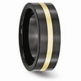 thumbnail image 4 of Ceramic Flat Black with Real 14kt Inlay 8mm Polished Band Size: 10; for Adults and Teens; for Women and Men, 4 of 6