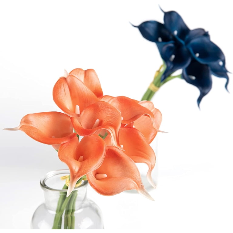 20pcs Real Touch Calla Lily Flowers – Light Pink Bridal Bouquet, Latex, 13.3 Inch