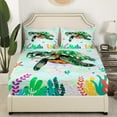 thumbnail image 2 of Erosebridal Fitted Sheet Mermaid Scale Turtle Printed Bed Set Bedroom,Coastal Beach Watercolor Sea Turtle Twin Bed Sheets( 1 Fitted Sheet 1 Pillowcase)(No Top Sheet）, 2 of 5