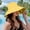 Yellow, variant on Outfmvch Women Wide Brim Summer Sun Hat Wired Edge Beach Bucket Fishing Hats Reversible Foldable Travel UV Protection Black One Size