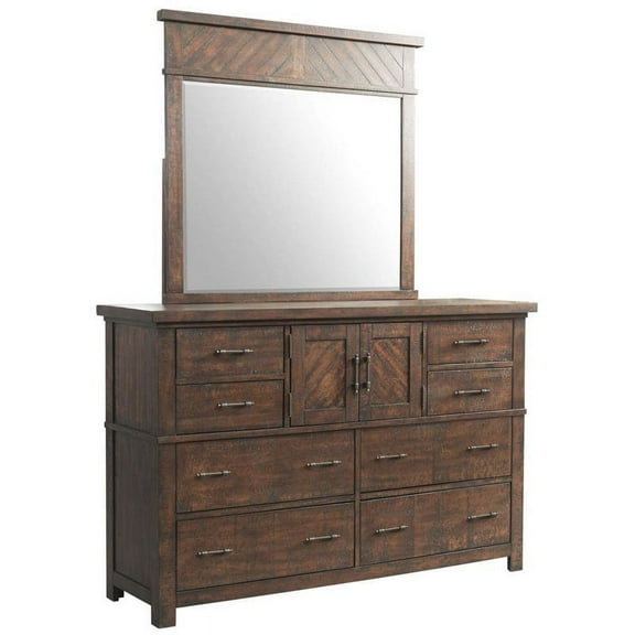 Bowery Hill Dresser and Mirror Set in Walnut