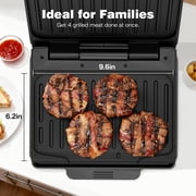 KEINVE Electric Grill and Panini Press, Tough Non-Stick Coating, Drip Tray Catches Grease, Black