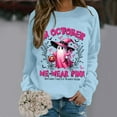 thumbnail image 2 of Womens Shirts Blouses In October We Wear Breast Cancer Awareness Long Sleeve Womens Athletic Tops,Light Blue,L, 2 of 5