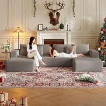 CHORRO Large Sectional Cloud Couch,U-Shaped Sofa(Camel),Modular And Compressed,Three Packages,134 Inches