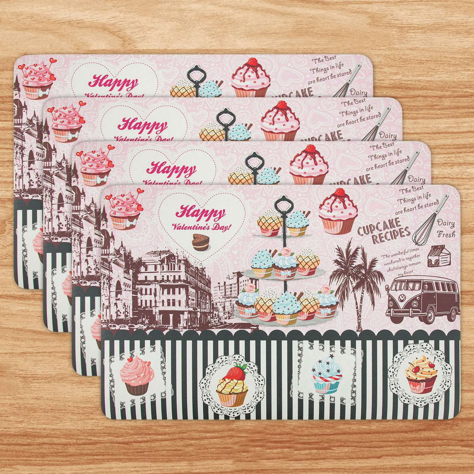 RAY STAR Placemats Set of 4, Vinyl Washable Wipeable Place Mats-12inx18in, Heat Resistant Waterproof Place Mat