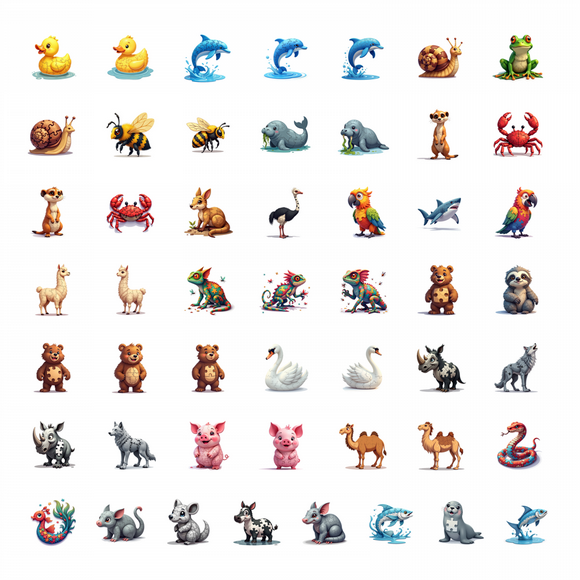 50pcs Creative Fish Ocean Jigsaw Kids Stationery Sticker Set School Laptop Water Bottle Journal Scrapbook