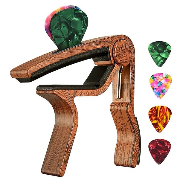 Cejilla de guitarra con soporte para púas y 4 púas para guitarra eléctrica acústica mandolina del ukelele Banjo