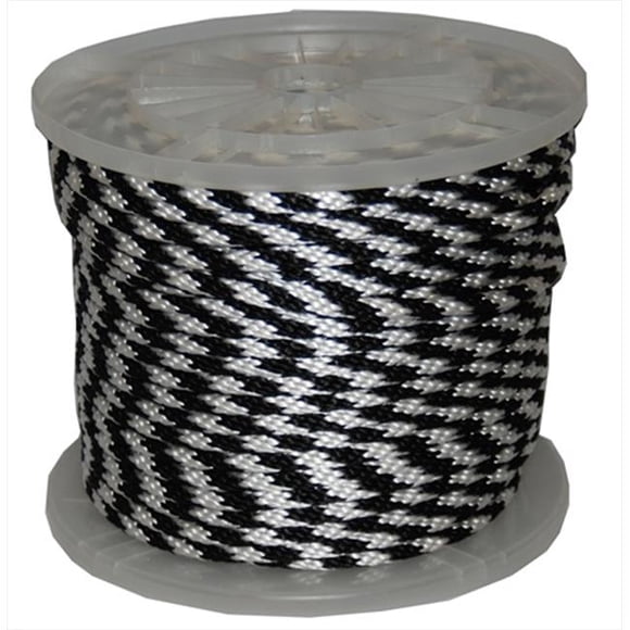 Corde de Derby Multifilament de Propylène Tressée Solide de 625 Po x 200 Pi en Noir et Blanc