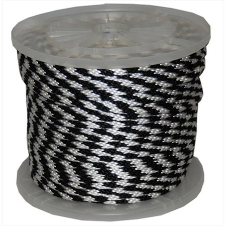 

T.W. Evans Cordage 98020 .625 in. x 200 ft. Solid Braid Propylene Multifilament Derby Rope in Black and White