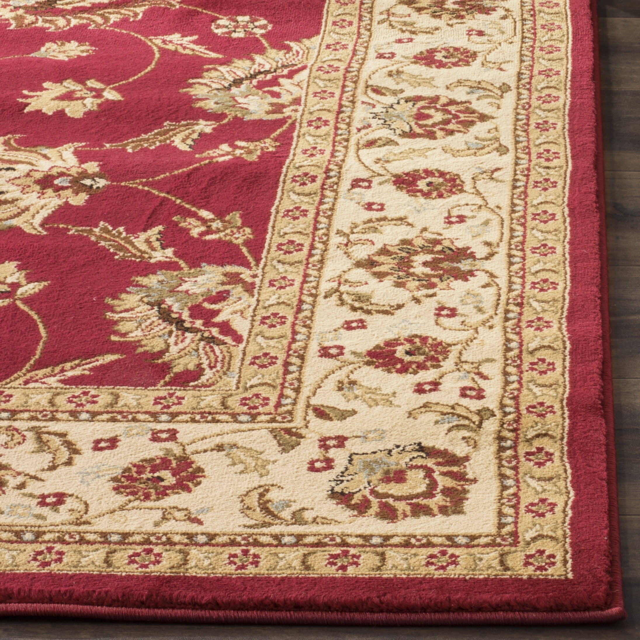 SAFAVIEH Lyndhurst Miah Floral Border Area Rug, Red/Ivory, 3'3" x 5'3"