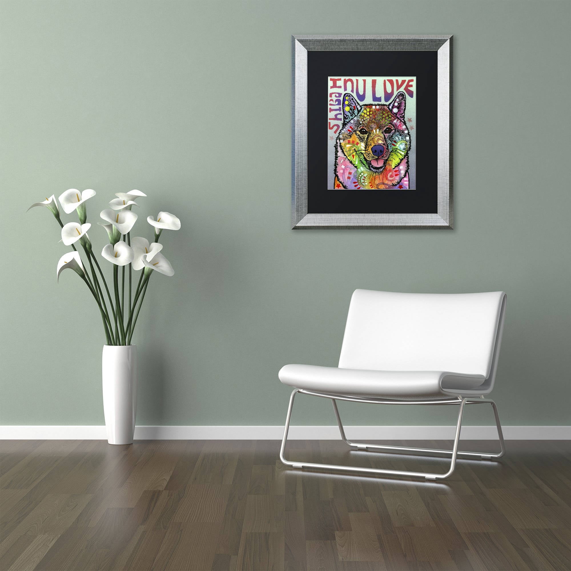 Trademark Fine Art 'Shiba Inu Luv' Canvas Art by Dean Russo, Black Matte, Silver Frame