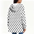 thumbnail image 4 of Womens Fuzzy Hoodies Polka Dot Button Down Loose Long Sleeve Fleece Jackets Mid-Long Plush Soft Casual Outerwear, 4 of 7