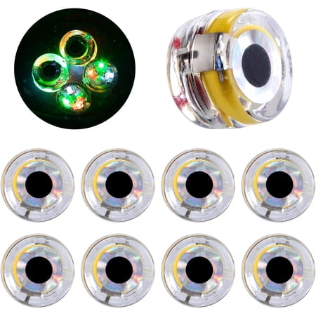 LED Fishing Lures Assortment Deep Drop LED Fishing Spoons Underwater Flasher Diamond Lights Trolling Lures Halibut Rig LED Eyes-10 Pack LED Eyes-10 Pack