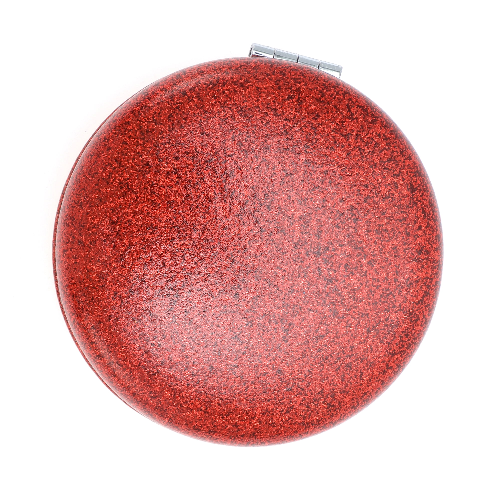 Unique Bargains 1 Pc Women Portable Round Makeup Mirror for Travel Vacation Red