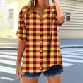 thumbnail image 5 of Ltctricy Women's Button down Shirts Trendy Plaid Short Sleeve V Neck Casual Loose Blouses Summer Tunic Tops, 5 of 5