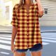 thumbnail image 5 of mfyjkho Tops Para Mujer, Camiseta De Verano Para Mujer, Holgada Y Moderna, Con Cuello En V, Manga Corta, A Rayas Y Cuadros, Con Botones Tops Para Mujer S, 5 of 5