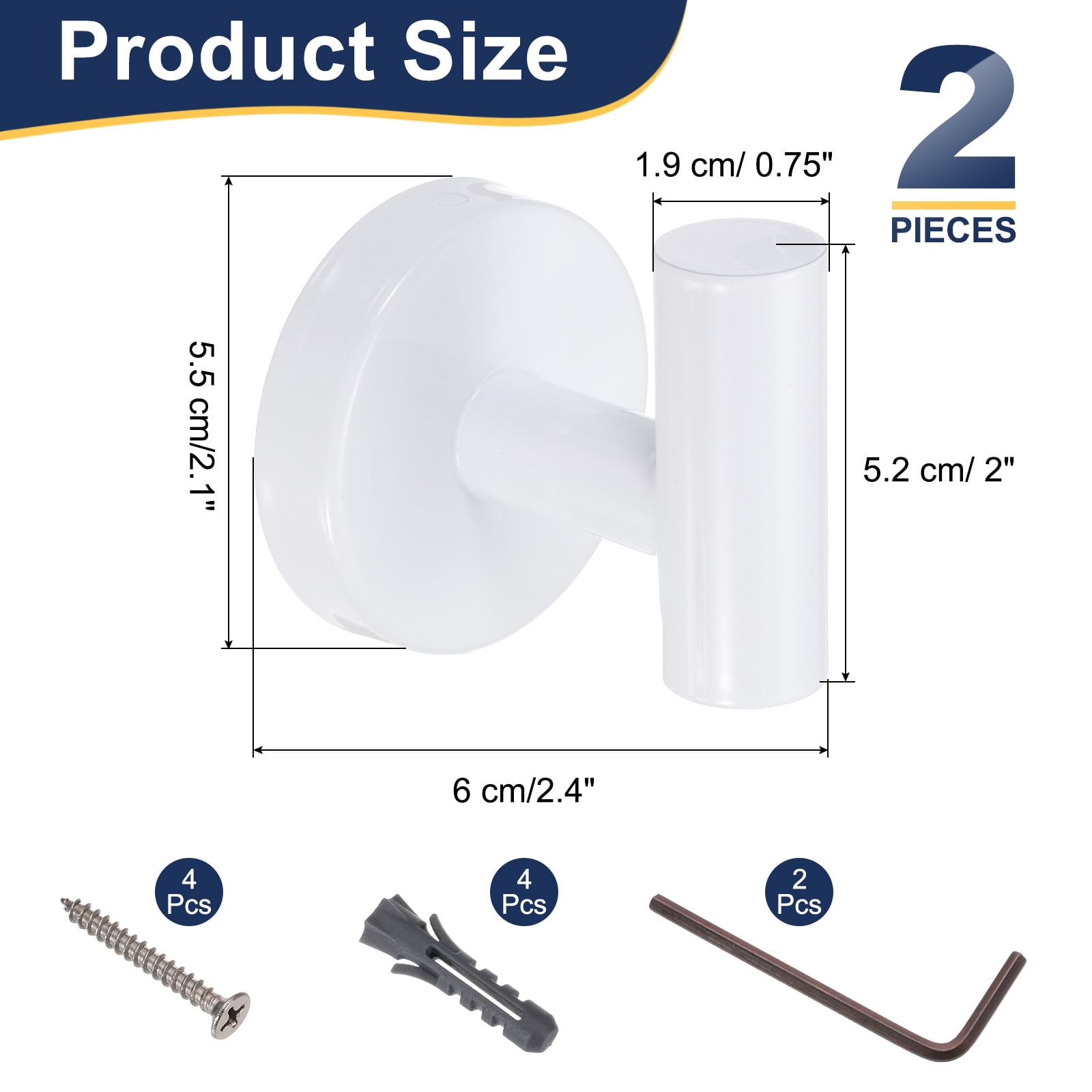 Unique Bargains Bath Towel Hook Stainless Steel Coat Hook Wall Mount Robe White