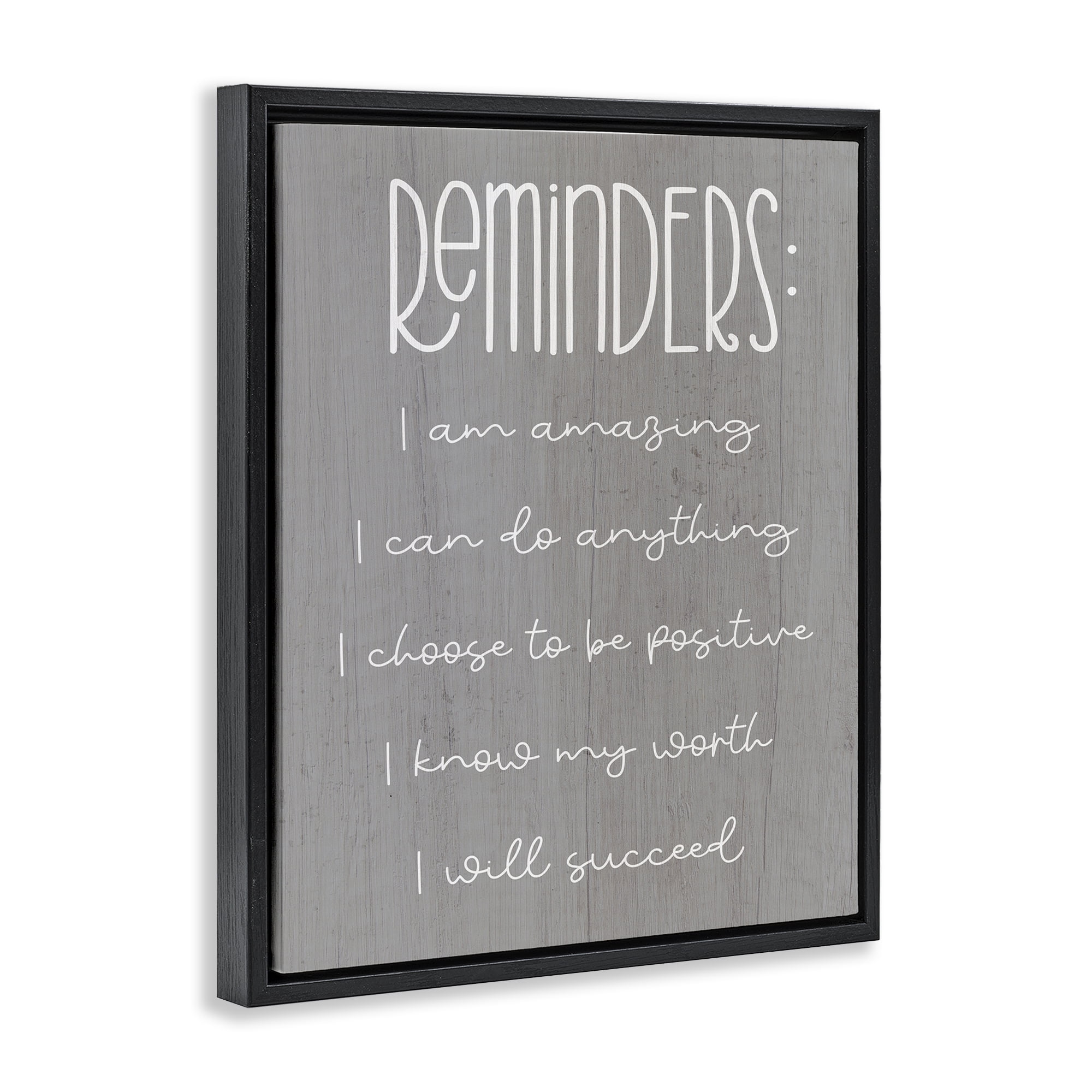 Stupell Industries Self Confidence Reminders Text & Numbers Painting Black Floater Framed Canvas Art Print Wall Art, 17 x 21