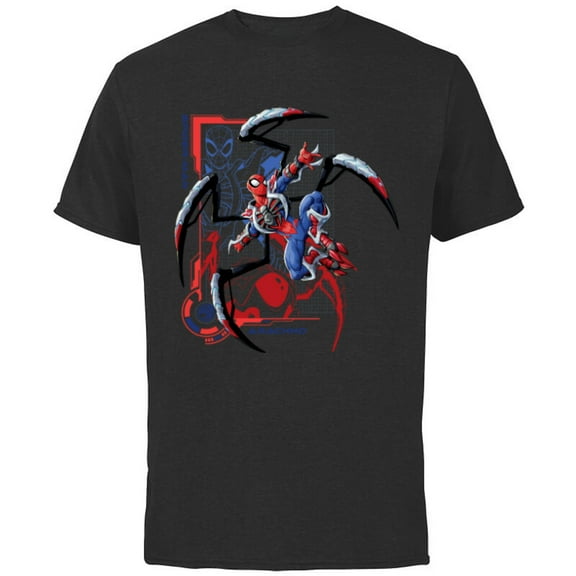 Marvel Mech Strike: Mechasaurs Avengers Spider-Man Arachno - Short Sleeve Cotton T-Shirt for Adults - Customized-Black