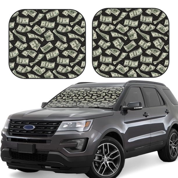 Balery Dollar Parasol para parabrisas de coche de 2 piezas | Parasol plegable para parabrisas delantero de coche para la mayoría de sedanes-Medium