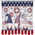 thumbnail image 4 of Sonernt 4th of July Patriotic Shower Curtain Decor,Funny Gnome with American Flag Independence Day Shower Curtains for Bathroom 72X72 inch Polyester Fabric Bathroom Curtains Hooks Included, 4 of 7