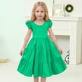 thumbnail image 2 of Toddler Girls Dresses A Line Flare Sleeve Round Neck Color Bloc Dress Kids Girl Summerr Outdoor Activities Comfortable And Stylish Casual Wear Dresses，10 -11 Years, 2 of 5