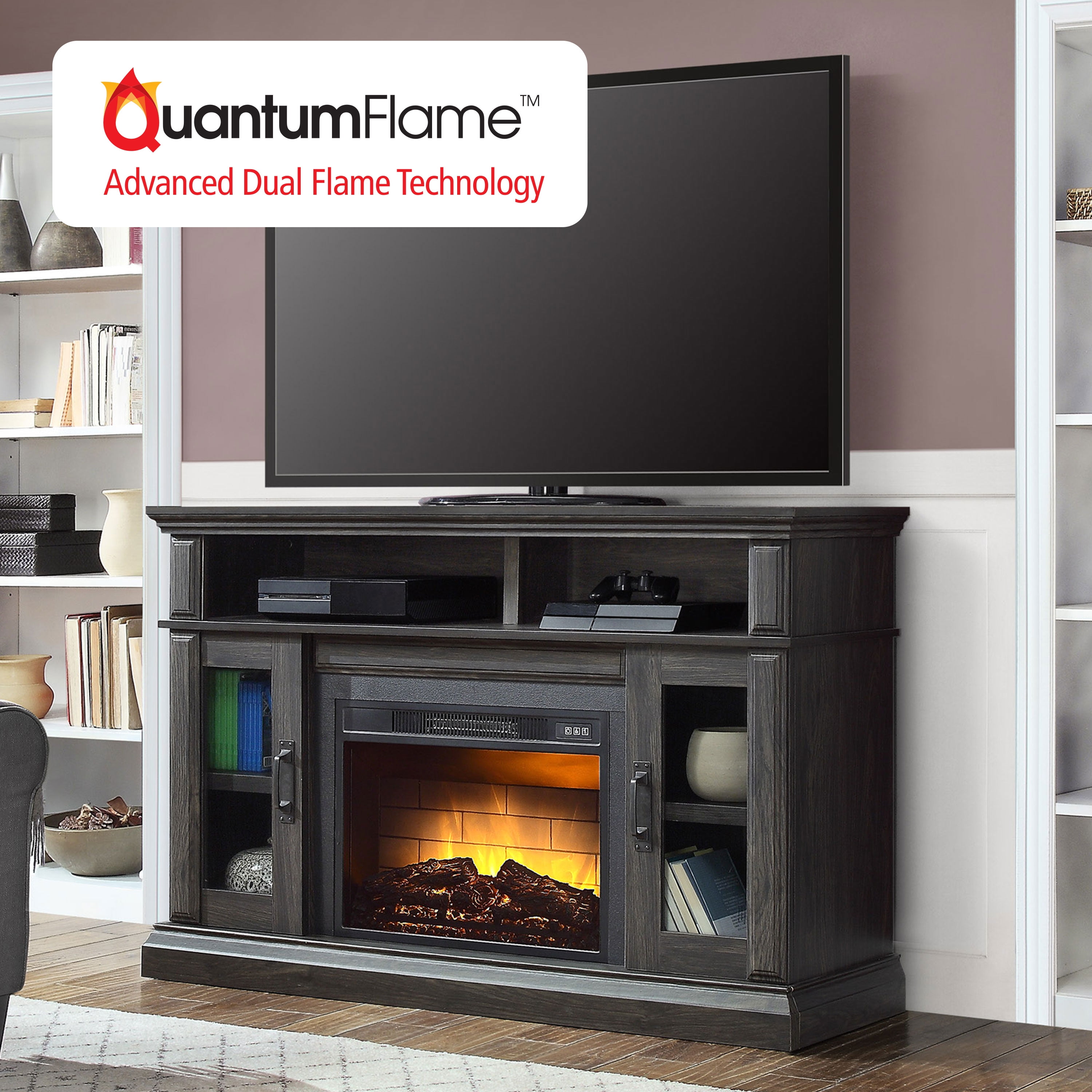Whalen Layton Media Fireplace For 65 Tvs Up To 135lbs Weathered Ash Whalen Layton Media Fireplace For 65 Tvs Up To 135lbs Weathered Ash Finish