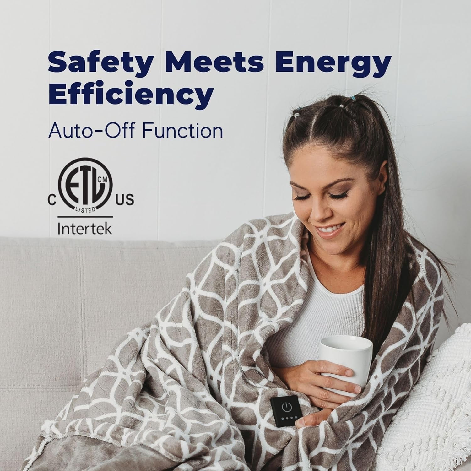 Dreamaker One-Touch Fleece Electric Heated Throw Blanket, 50x60 inches - Cozy, Machine Washable, with 4 Adjustable Heat Settings & Built-in Remote - Ultimate Comfort for Cold Nights