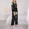 thumbnail image 3 of Fotbe Vintage Winged Rose Skull Pattern Long Sleeve Pajama Set for Women,Sleepwear Set,2-piece Loungewear Set,Soft PJs Comfy Nightwear with Pockets -X-Large, 3 of 7