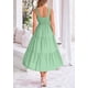 thumbnail image 2 of Vestido PRETTYGARDEN para mujer, a media pierna, fruncido, color verde alubia, 2 of 9