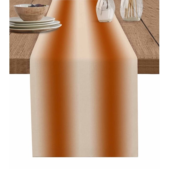 ERUNPONLY Burnt Orange Ombre Table Runner - 36 Inch Long Modern Abstract Art Farmhouse Gradient Cotton Linen Blended Dress Scarves Farmhouse Table Runner for Kitchen Dining, Coffee Table, 13" x 36"