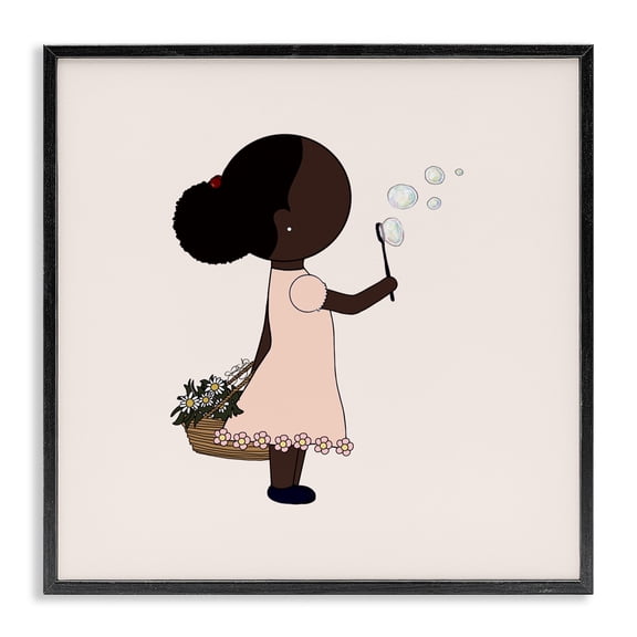 Stupell Industries Girl with Bubbles Black Framed Giclee Art design by Sierra Siler, 12 x 12